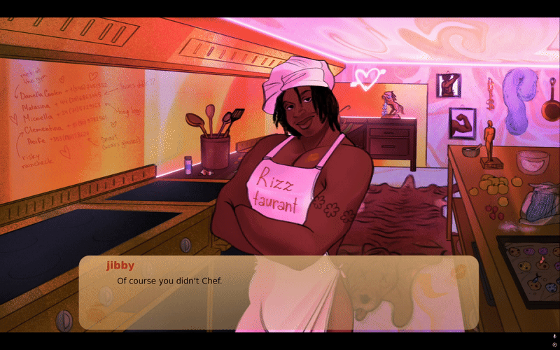 Rizztaurant visual novel gameplay
